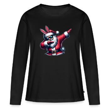 Dabbing Père Noël oreilles de lapin Noël - T-shirt manches longues Premium bio Femme - noir - Devant - Julia (174cm)