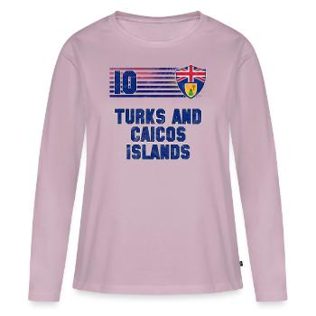 Turks et Caicos (Îles) - T-shirt manches longues Premium bio Femme - rose poudré - Devant - Julia (174cm)