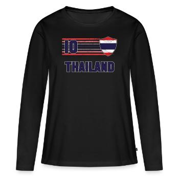 Thailand - Frauen Premium Bio Langarmshirt - Schwarz - Vorne - Julia (174cm)