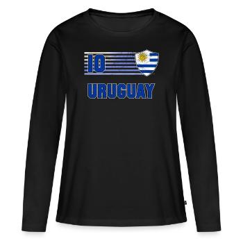Uruguay - T-shirt manches longues Premium bio Femme - noir - Devant - Julia (174cm)