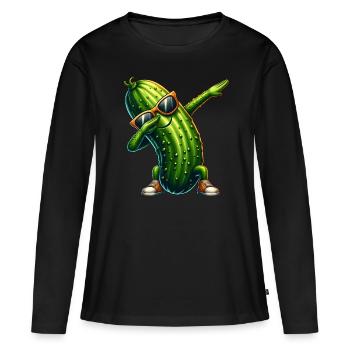 Concombre aigre Dabbing Concombre Concombre - T-shirt manches longues Premium bio Femme - noir - Devant - Julia (174cm)