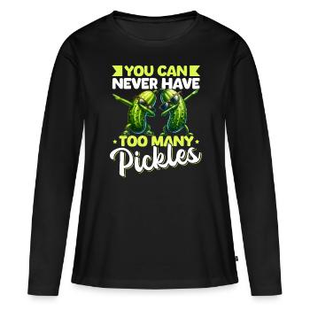 Concombre aigre Concombre drôle Concombre - T-shirt manches longues Premium bio Femme - noir - Devant - Julia (174cm)