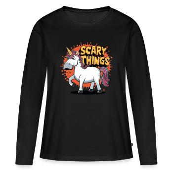 Einhorn - Skull, Skelett, Comicstyle - Frauen Premium Bio Langarmshirt - Schwarz - Vorne - Julia (174cm)