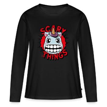 Einhorn - Skull, Skelett, Comicstyle - Frauen Premium Bio Langarmshirt - Schwarz - Vorne - Julia (174cm)