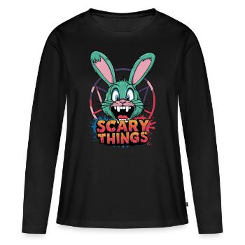 Bunny - Comicstyle, Pentagramm, Hase, Zombie - Frauen Premium Bio Langarmshirt - Schwarz - Vorne - Julia (174cm)