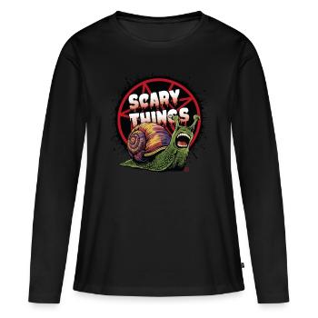 Schnecke - Comicstyle, Pentagramm, Scary - Frauen Premium Bio Langarmshirt - Schwarz - Vorne - Julia (174cm)