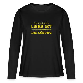 L’amour est la solution - T-shirt manches longues Premium bio Femme - noir - Devant - Julia (174cm)