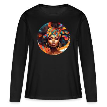 Afro Style Bunte Harmonie - Frauen Premium Bio Langarmshirt - Schwarz - Vorne - Julia (174cm)