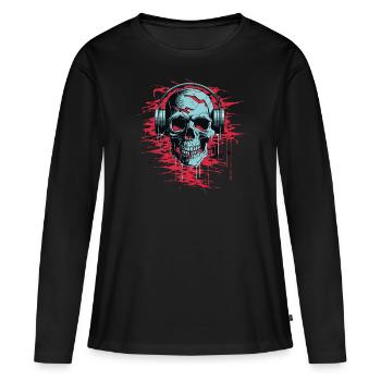 Zombie Skull Disc Jockey - T-shirt manches longues Premium bio Femme - noir - Devant - Julia (174cm)