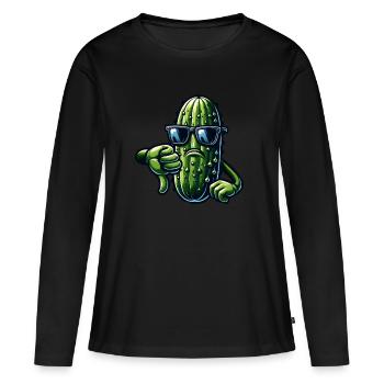 Pouces vers le bas : Concombre aigre, concombre, concombre - T-shirt manches longues Premium bio Femme - noir - Devant - Julia (174cm)