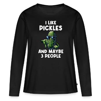 Concombre aigre Rétro Concombre Pouces vers le bas - T-shirt manches longues Premium bio Femme - noir - Devant - Julia (174cm)