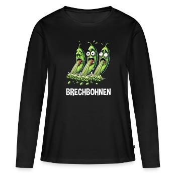 Haricots verts Haricots Jardinier Jardin - T-shirt manches longues Premium bio Femme - noir - Devant - Julia (174cm)
