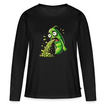 Haricots verts Jardin Haricots Jardinier Drôle - T-shirt manches longues Premium bio Femme - noir - Devant - Julia (174cm)