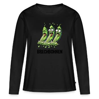 Haricots verts jardinier drôle de haricots de jardin - T-shirt manches longues Premium bio Femme - noir - Devant - Julia (174cm)