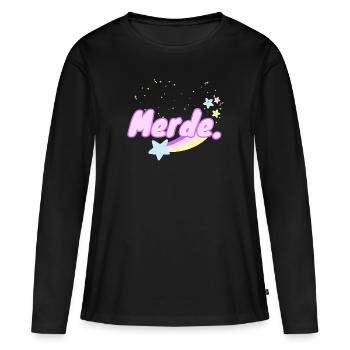 Merde. - T-shirt manches longues Premium bio Femme - noir - Devant - Julia (174cm)