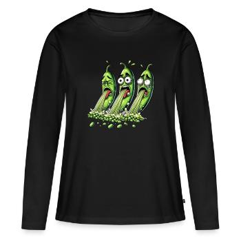 Jardinier drôle de jardin haricots verts haricots - T-shirt manches longues Premium bio Femme - noir - Devant - Julia (174cm)
