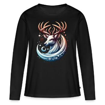 Rentier Winter - Frauen Premium Bio Langarmshirt - Schwarz - Vorne - Julia (174cm)