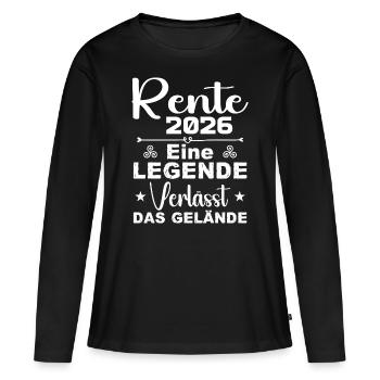 Pension 2026 - Une légende quitte le site - T-shirt manches longues Premium bio Femme - noir - Devant - Julia (174cm)