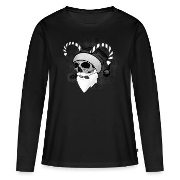 Santa Claus Skull Rose Horns - Women's Premium Organic Long Sleeve Shirt - black - Front - Julia (174cm)