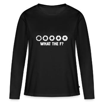 Photo photo-lentille photo caméraman - T-shirt manches longues Premium bio Femme - noir - Devant - Julia (174cm)