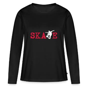 Skate - skateur - cadeau Conseil - skate- - T-shirt manches longues Premium bio Femme - noir - Devant - Julia (174cm)
