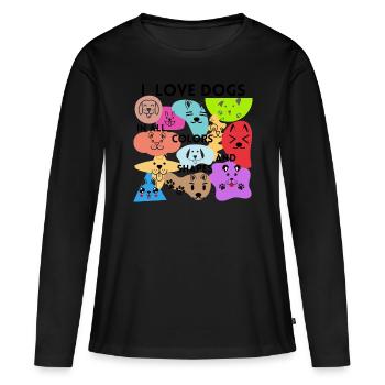 I Love Dogs in all Colors and Shapes - Frauen Premium Bio Langarmshirt - Schwarz - Vorne - Julia (174cm)