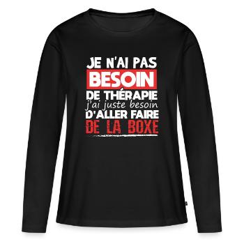Boxeur boxe cadeau drôle combattant ring - T-shirt manches longues Premium bio Femme - noir - Devant - Julia (174cm)