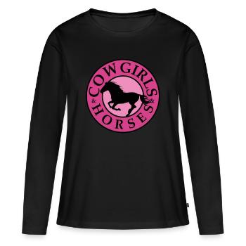 Pferd Pferde Herz Reiten Mädchen Frauen Geschenk - Frauen Premium Bio Langarmshirt - Schwarz - Vorne - Julia (174cm)