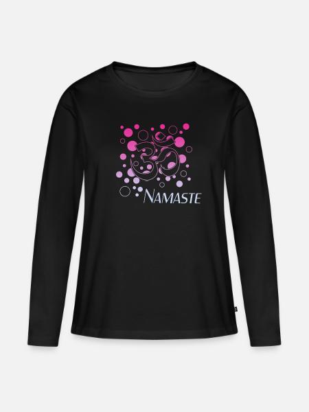 Namaste - Frauen Premium Bio Langarmshirt - Schwarz