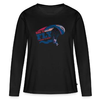 Bron doit voler forcé de travailler pilote de paramoteur - T-shirt manches longues Premium bio Femme - noir - Devant - Julia (174cm)