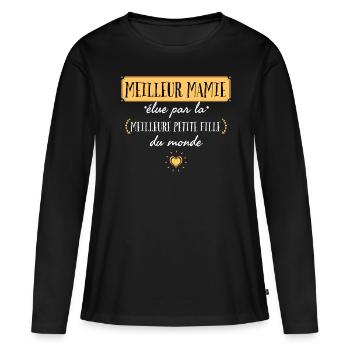 Meilleure mamie élue par la meilleure petite fille - T-shirt manches longues Premium bio Femme - noir - Devant - Julia (174cm)