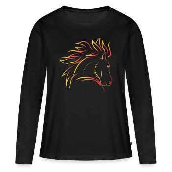 Cheval sauvage - T-shirt manches longues Premium bio Femme - noir - Devant - Julia (174cm)