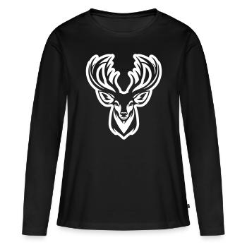 Tête de cerf - T-shirt manches longues Premium bio Femme - noir - Devant - Julia (174cm)