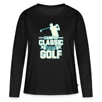 Conception classique de T-shirt de golf de sports de campus - T-shirt manches longues Premium bio Femme - noir - Devant - Julia (174cm)