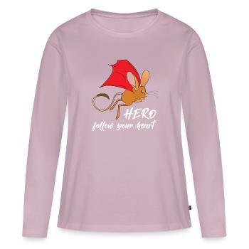 Héros de conception de t-shirt Jerboa mignon, intelligent et drôle - T-shirt manches longues Premium bio Femme - rose poudré - Devant - Julia (174cm)