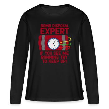 Ehrfürchtiger Experte Tshirt Design Bombenentsorgung Experte - Frauen Premium Bio Langarmshirt - Schwarz - Vorne - Julia (174cm)