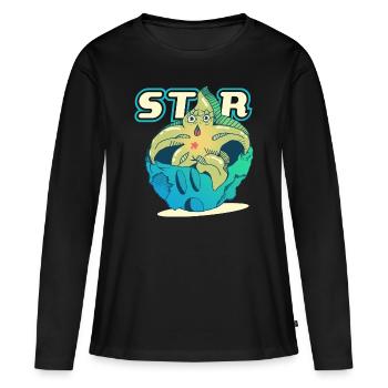 Soyez une étoile - T-shirt manches longues Premium bio Femme - noir - Devant - Julia (174cm)