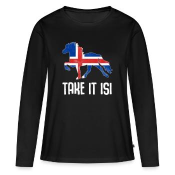 Isi Islandpferd Pony Islandpferde Spruch Geschenk - Frauen Premium Bio Langarmshirt - Schwarz - Vorne - Julia (174cm)