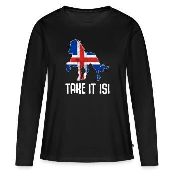 Isi Islandpferd Pony Islandpferde Spruch Pferde - Frauen Premium Bio Langarmshirt - Schwarz - Vorne - Julia (174cm)