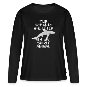Requin d’eau profonde à pointe blanche - T-shirt manches longues Premium bio Femme - noir - Devant - Julia (174cm)