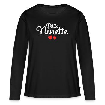 Femme Nénette Humour Mot Affectueux Couple - T-shirt manches longues Premium bio Femme - noir - Devant - Julia (174cm)