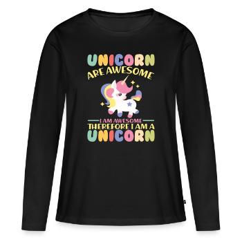 süßes Einhorn Spruch Sprüche - Frauen Premium Bio Langarmshirt - Schwarz - Vorne - Julia (174cm)
