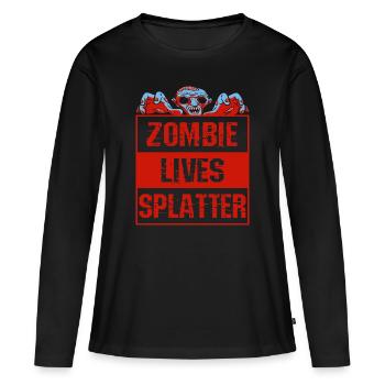 Drôle de parodie Pun Zombie Lives Splatter - T-shirt manches longues Premium bio Femme - noir - Devant - Julia (174cm)