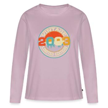Né en 2003 Vintage Anniversaire Rétro - T-shirt manches longues Premium bio Femme - rose poudré - Devant - Julia (174cm)