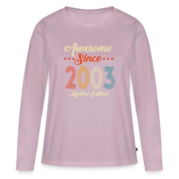 Né en 2003, 20 ans - T-shirt manches longues Premium bio Femme - rose poudré - Devant - Julia (174cm)