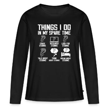 Storm Chaser Tornado Chasing Funny Twister Chasers - T-shirt manches longues Premium bio Femme - noir - Devant - Julia (174cm)