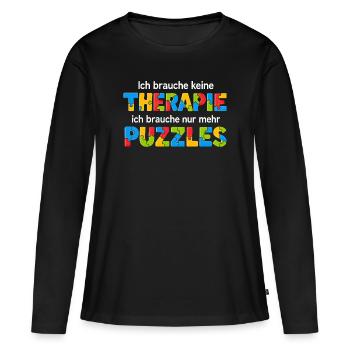 Lustiger Puzzle Spruch - Frauen Premium Bio Langarmshirt - Schwarz - Vorne - Julia (174cm)