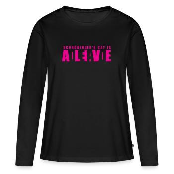 Schrödingers Chat - Dead or Alive - T-shirt manches longues Premium bio Femme - noir - Devant - Julia (174cm)