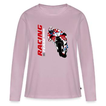 Course de moto - moto de course - T-shirt manches longues Premium bio Femme - rose poudré - Devant - Julia (174cm)