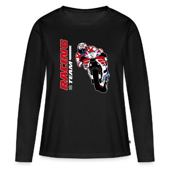 Course de moto - moto de course - T-shirt manches longues Premium bio Femme - noir - Devant - Julia (174cm)